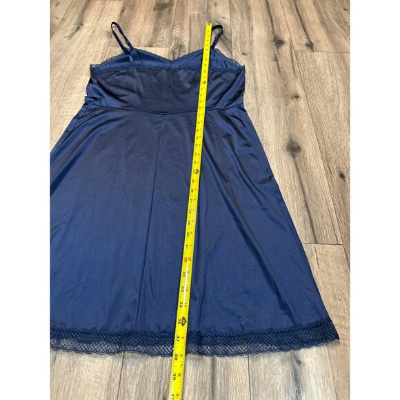 Vanity Fair Womens Nylon Antron Slip Lace Trim Size 38 Midnight Blue USA - Picture 10 of 10